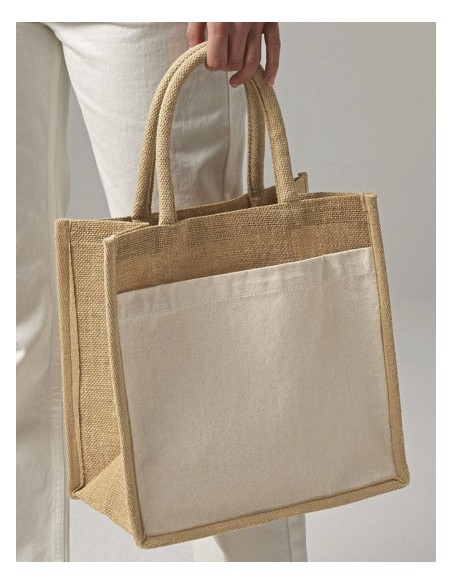 WES-W483-Cotton Pocket Natural Starched Jute Midi Bag 2